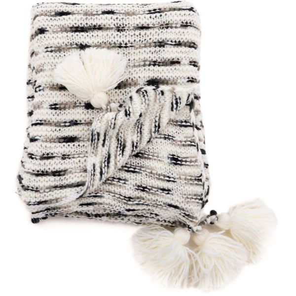 Jeté de canapé avec pompons Unny 170 x 130 cm - VENTURE HOME