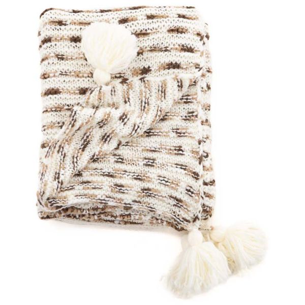 Jeté de canapé avec pompons Unny 170 x 130 cm - VENTURE HOME