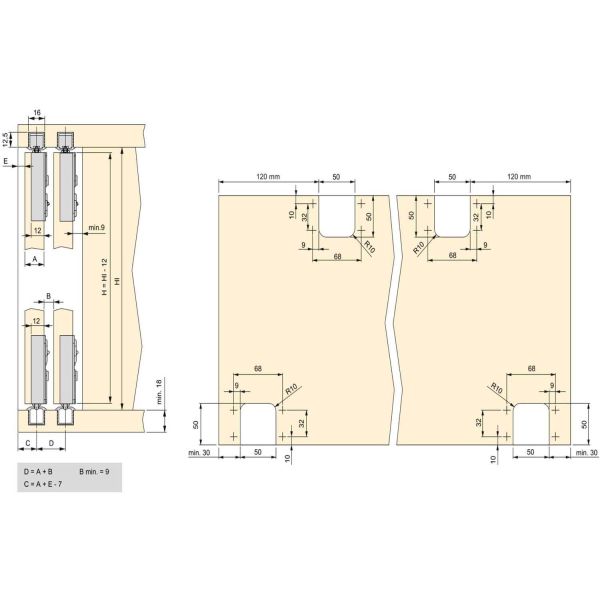 Kit portes coulissantes soutenues à fermeture amortie Flow - EMU-0310