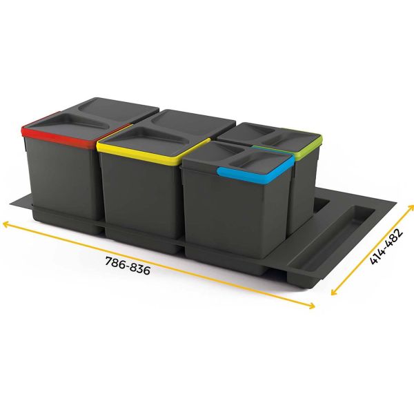 Kit de poubelles de cuisine avec base 2 bacs de 12 litres Recycle - 81,52