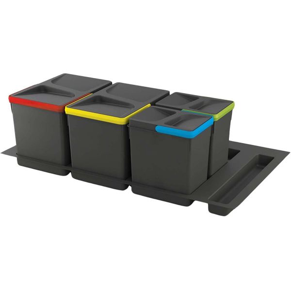 Kit de poubelles de cuisine avec base 2 bacs de 12 litres Recycle