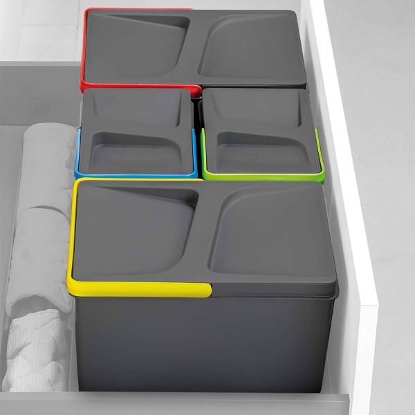 Kit de poubelles de cuisine avec base 2 bacs de 12 litres Recycle - EMUCA