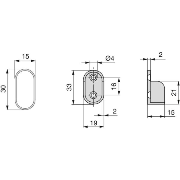 Kit tube de penderie 30 x 15 mm en acier - EMU-0169