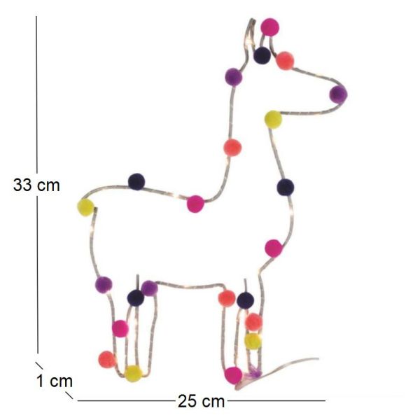 Lama avec pompons lumineux 33 cm - 4,66