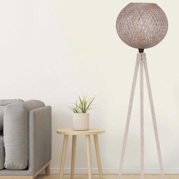 Lampadaire en MDF et jute Carmen - HANAH HOME