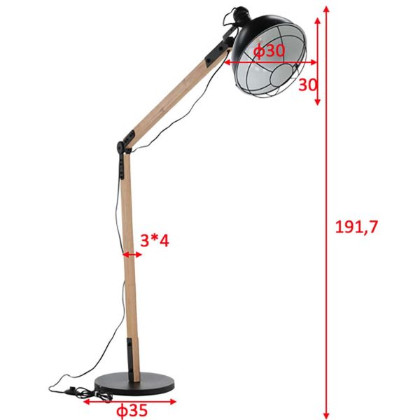 Lampadaire en bois et acier Kick - VEN-0220