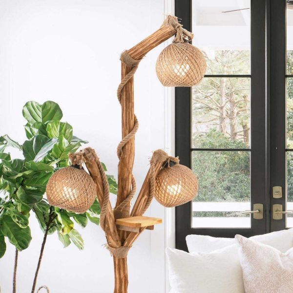 Lampadaire en bois et jute Triboretum - 5