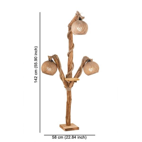 Lampadaire en bois et jute Triboretum - ASI-1255