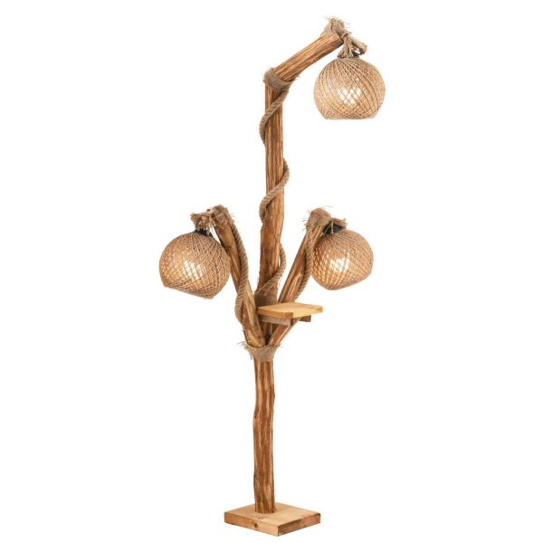 Lampadaire en bois et jute Triboretum