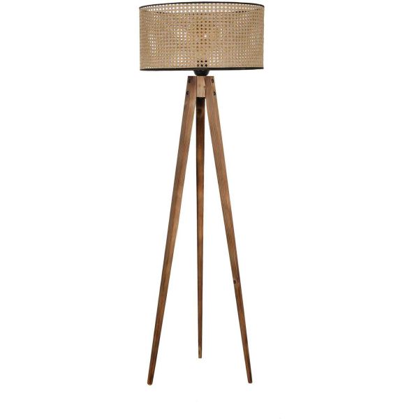 Lampadaire en bois et tissu Tripod