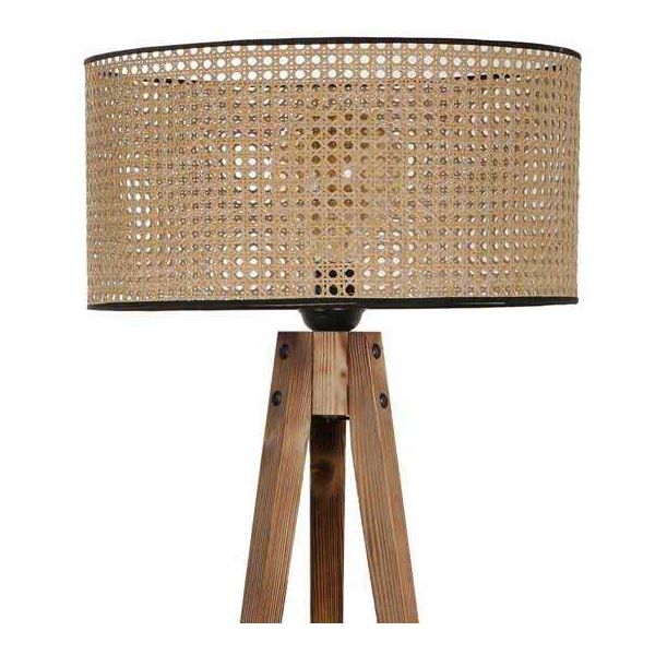 Lampadaire en bois et tissu Tripod - HANAH HOME