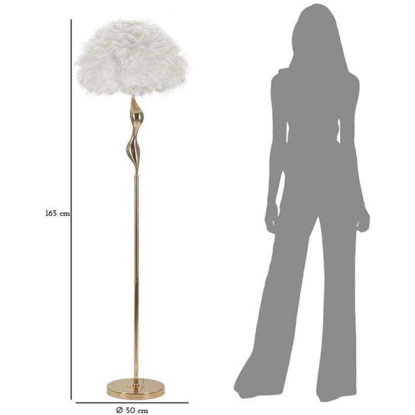 Lampadaire en métal abat-jour plumes Slim 50 x 165 cm - MAU-0505