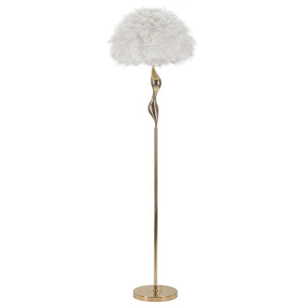 Lampadaire en métal abat-jour plumes Slim 50 x 165 cm
