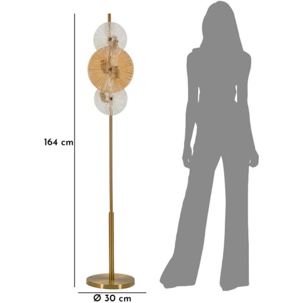 Lampadaire en métal et verre Osaka 30 x 164 cm - MAU-0706