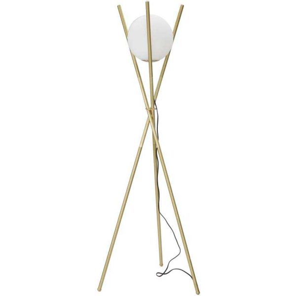 Lampadaire trépied en métal doré Glamy 55 x 155 cm