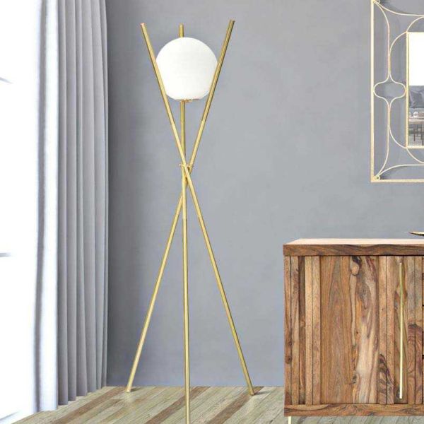 Lampadaire trépied en métal doré Glamy 55 x 155 cm - MAURO FERRETTI