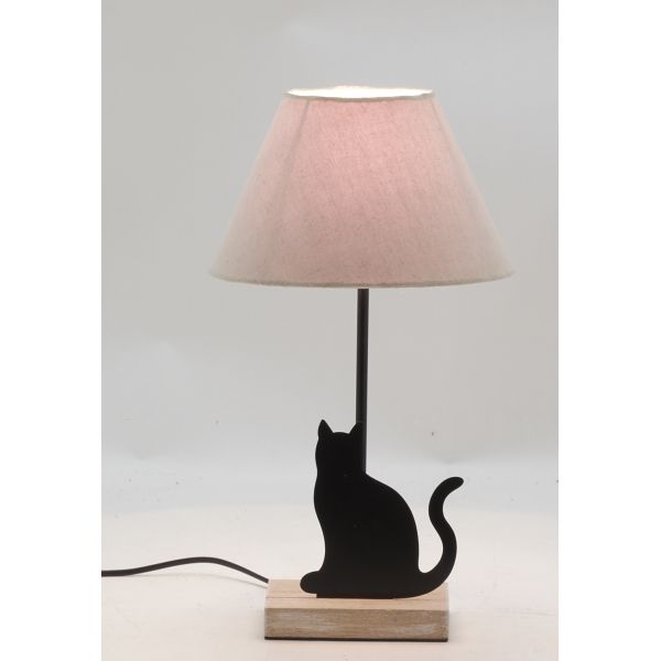 Lampe Chat en métal noir et bois - AUBRY GASPARD