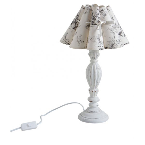 Lampe en bois et toile de Jouy