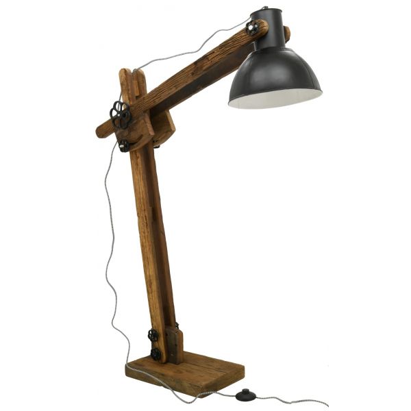 Lampe haute en bois recyclé et métal teinté Archi