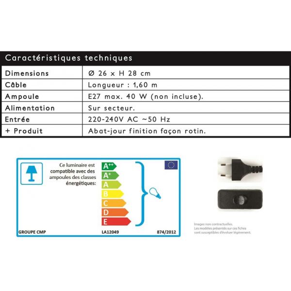 Lampe boule filaire à poser 26 cm - CMP-0887