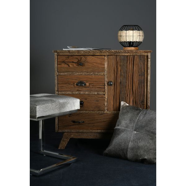 Lampe boule en rotin naturel et métal - AUB-4172