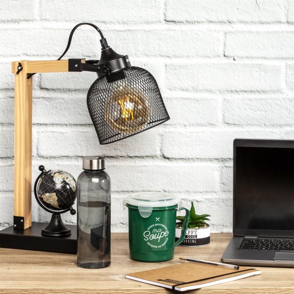 Lampe de bureau style industriel métal et bois - THE HOME DECO LIGHT