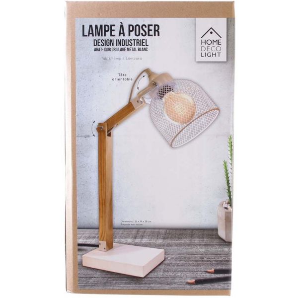 Lampe de bureau style industriel métal et bois - 6