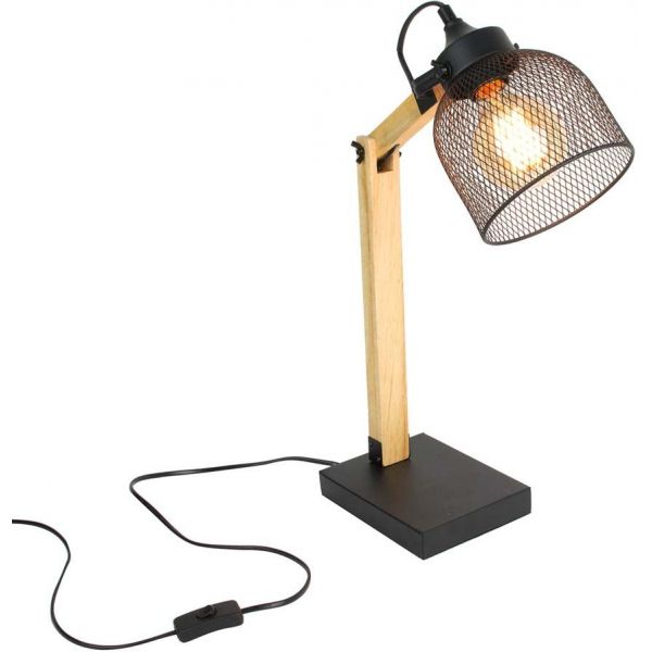 Lampe de bureau style industriel métal et bois - CMP-0889