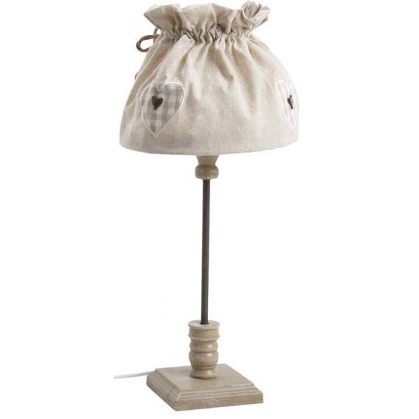 Lampe de chevet en bois et coton écru