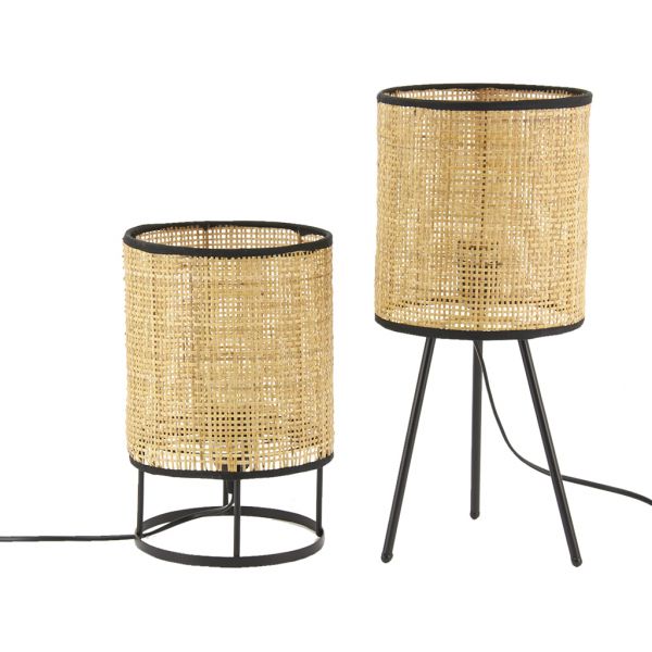 Lampe de chevet ronde en métal et cannage - 46,90