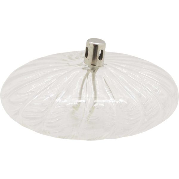 Ensemble lampe à huile en verre strié Ellipse avec huile de paraffine - BAZ-0151