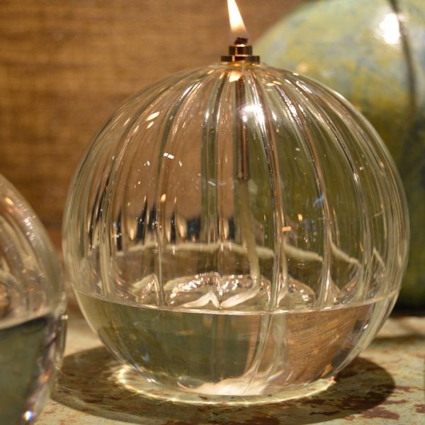 Lampe à huile en verre strié Sphere - BAZARDELUXE
