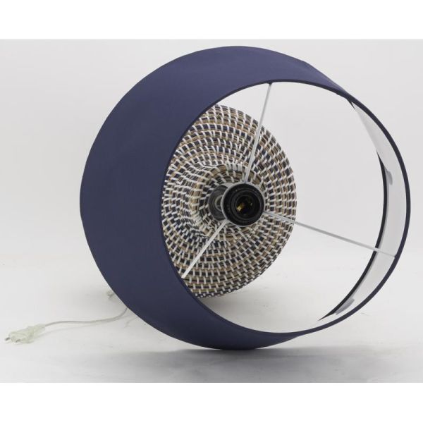Pied de lampe en jonc naturel et bleu - 175