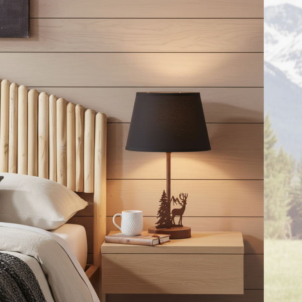 Lampe en métal Cerf avec abat-jour noir - AUBRY GASPARD