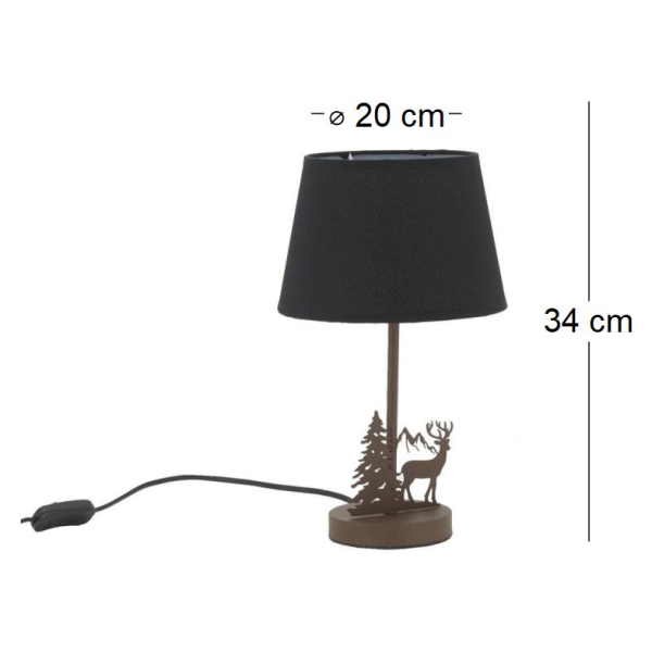Lampe en métal Cerf avec abat-jour noir - AUB-6386