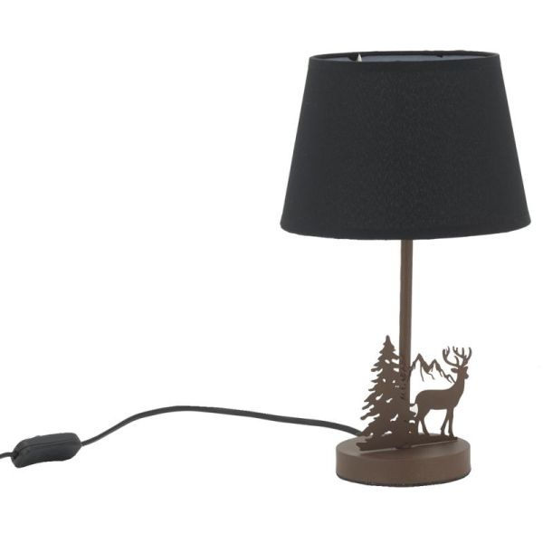 Lampe en métal Cerf avec abat-jour noir