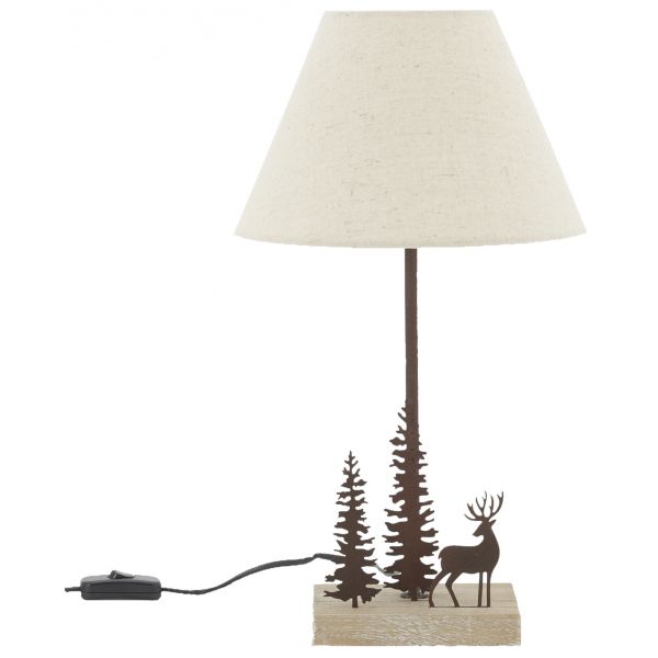 Lampe en métal et bois décor Forêt - AUB-4683
