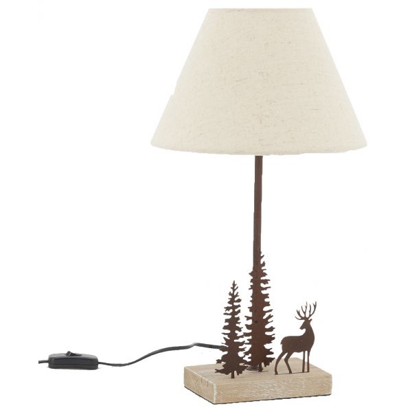 Lampe en métal et bois décor Forêt