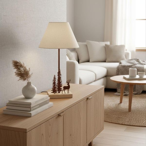 Lampe en métal et bois décor Forêt - AUBRY GASPARD