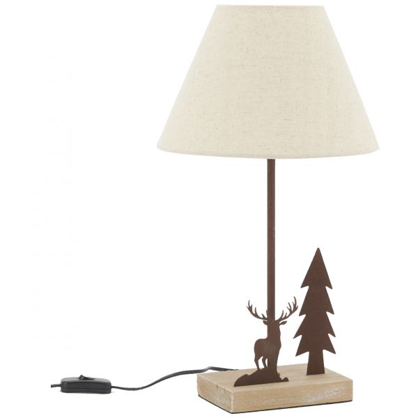 Lampe en métal et bois décor Forêt