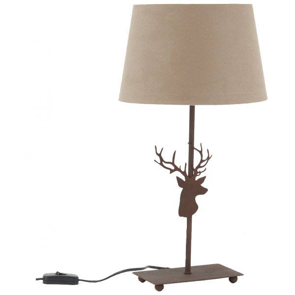 Lampe en métal décor tête de cerf