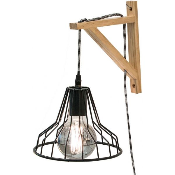 Lampe murale diamant métal et bois