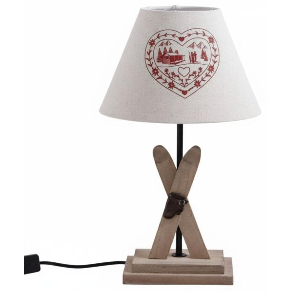 Lampe avec pied en bois décor ski - AUB-4669