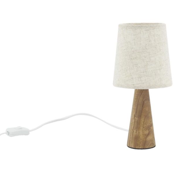 Mini lampe à pied en paulownia et abat-jour écru