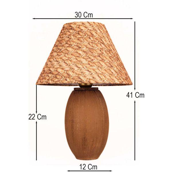 Lampe à poser abat-jour effet rotin Bobo - ASI-2350