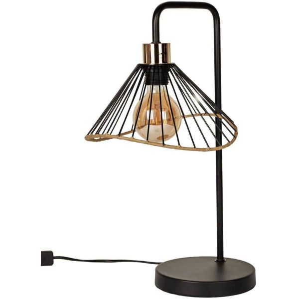 Lampe à poser avec abat-jour en rotin