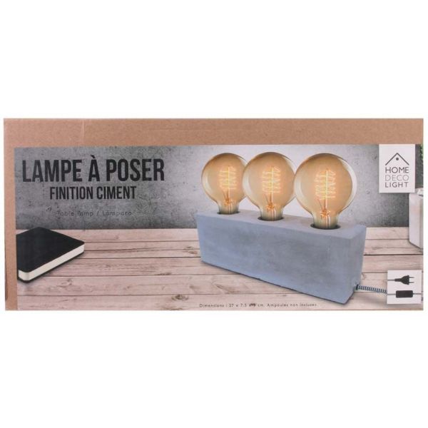 Lampe à poser pour 3 ampoules finition ciment - 5