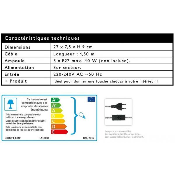 Lampe à poser pour 3 ampoules finition ciment - 6