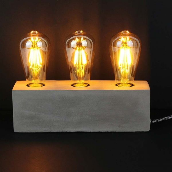 Lampe à poser pour 3 ampoules finition ciment - 7