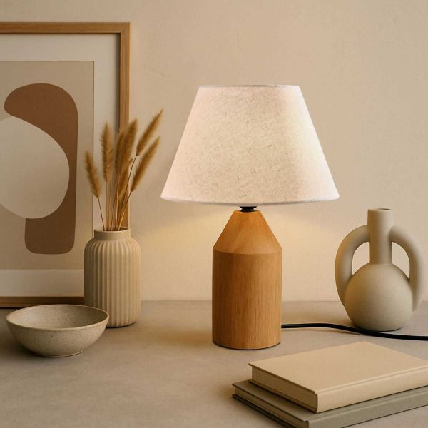 Lampe à poser en bois et PVC Serenity - HANAH HOME